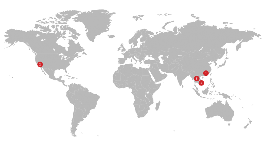 image of map showing locations of c2w regional offcies to move supply chain from china to vietnam